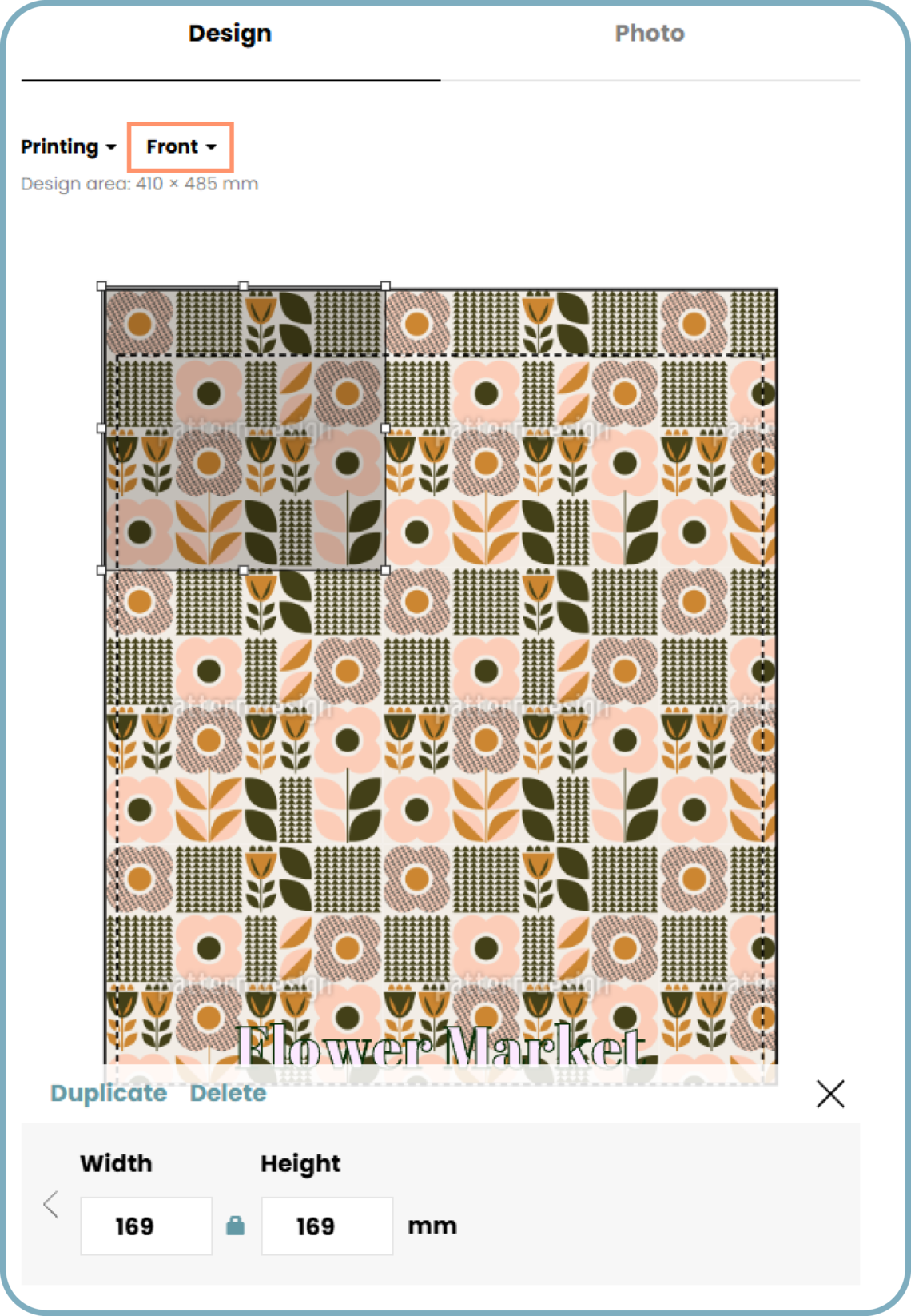 AOP Tote Bag front side sewing pattern editor