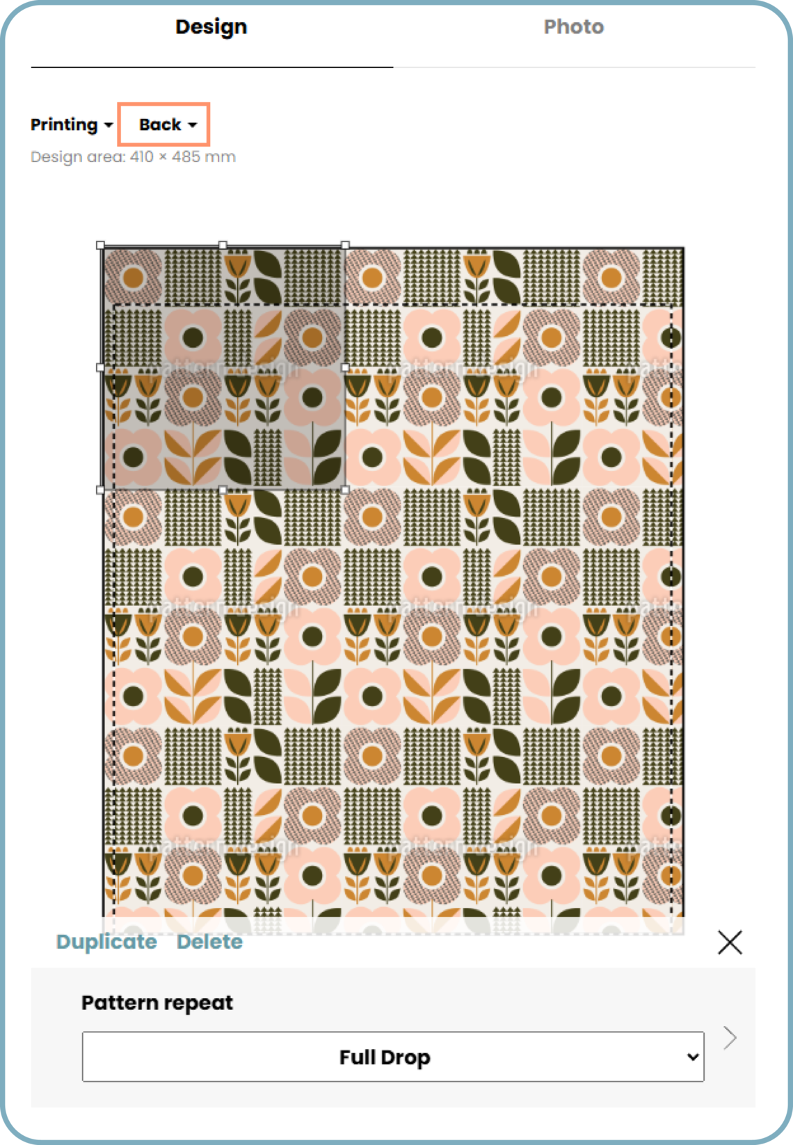 AOP Tote Bag back side sewing pattern editor